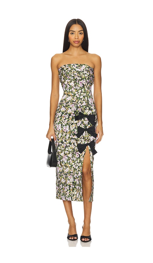 motel rocks vilinia midi dress Motel vilinia flocked midi dress in Black