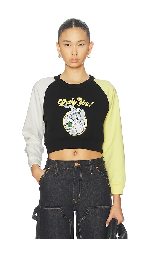 Kenzo Lucky Me Cartoon Cropped Sweatshirt In Black