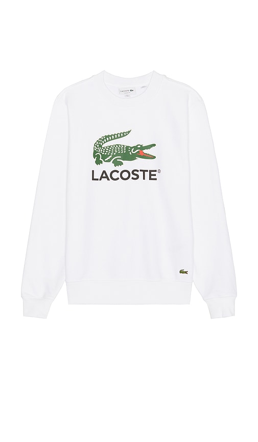 Shop Lacoste Classic Fit Crewneck Sweatshirt In 白色