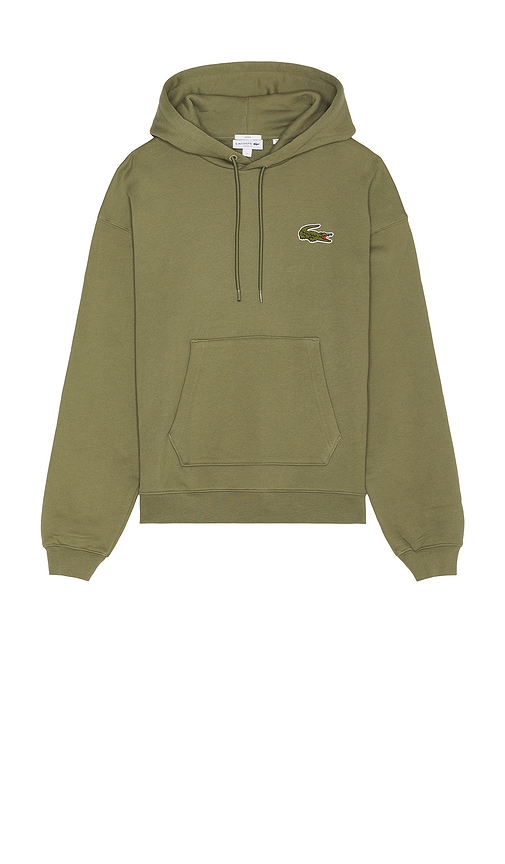 Shop Lacoste Loose Fit Hoodie In Olive