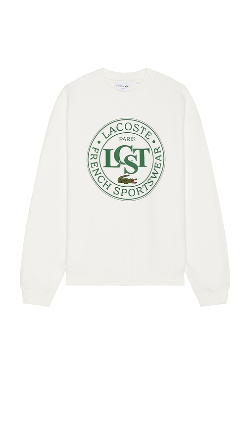 Lacoste Men's Loose Fit Printed Fleece Sweatshirt - M - 4 In White