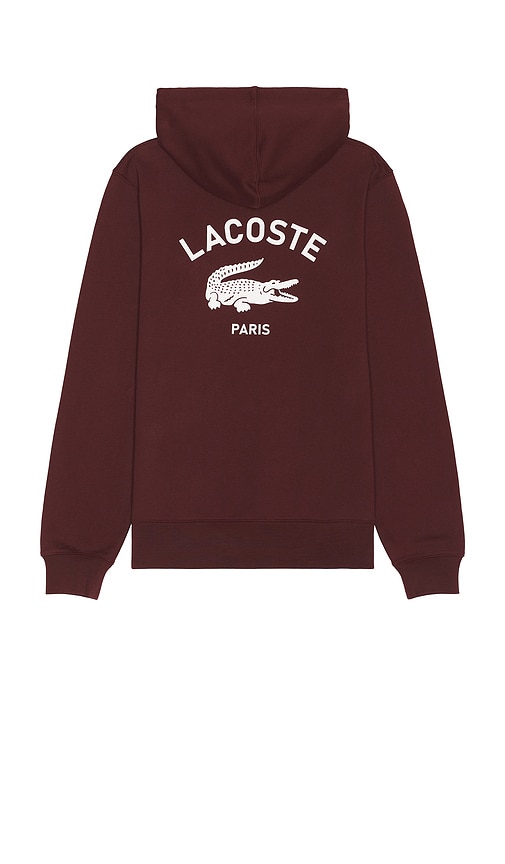 Shop Lacoste Classic Fit Hoodie In Burgundy