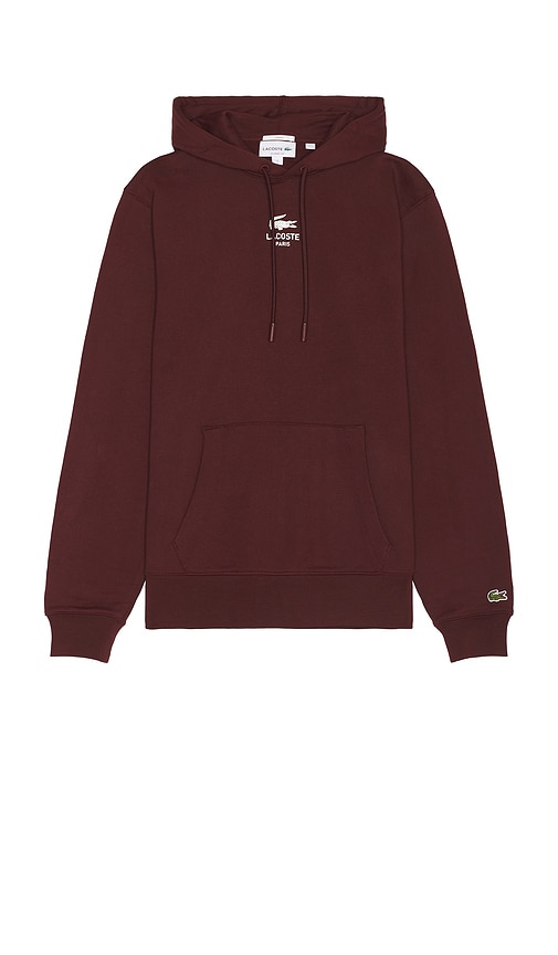 Shop Lacoste Classic Fit Hoodie In Burgundy