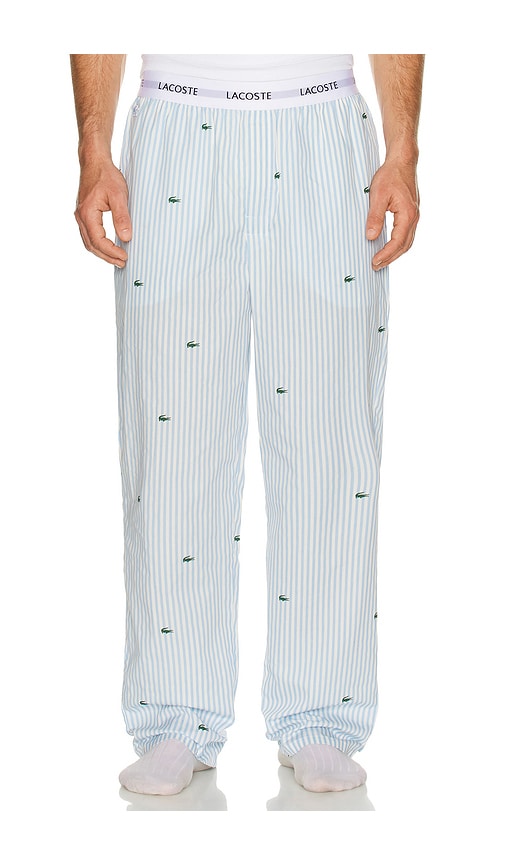 Lacoste Printed Striped Cotton Pajama Bottoms