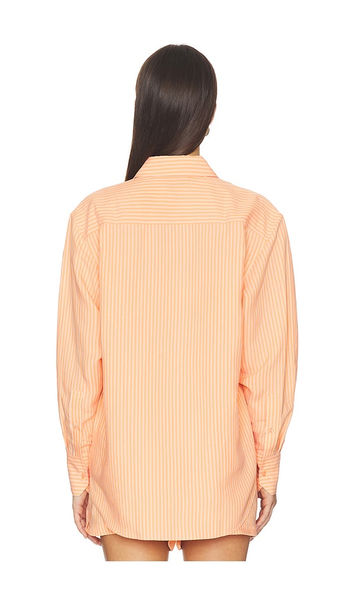  Lacoste Camisa De Corte Oversize Con Estampado Toile En Color Durazno Talla 36  (también En 38, 40, 42). 