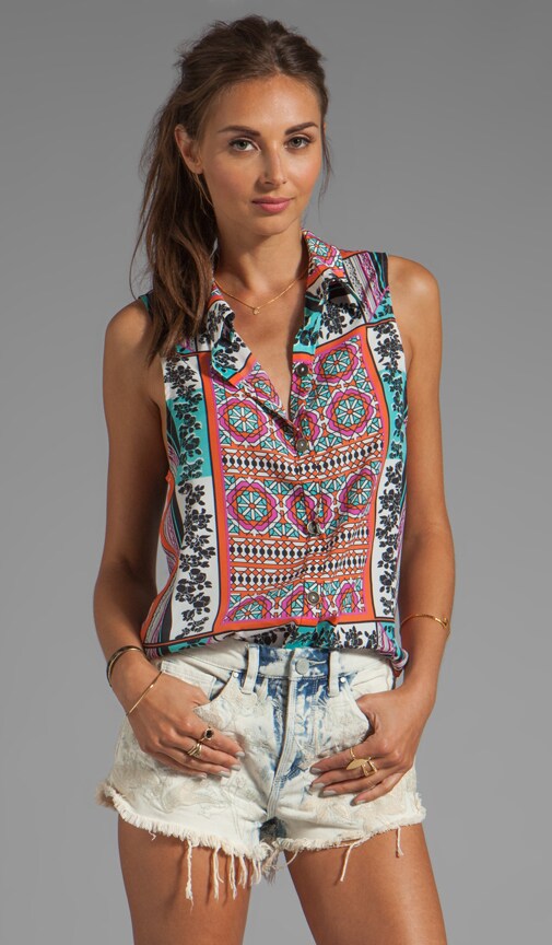Resort Scarf Print Top