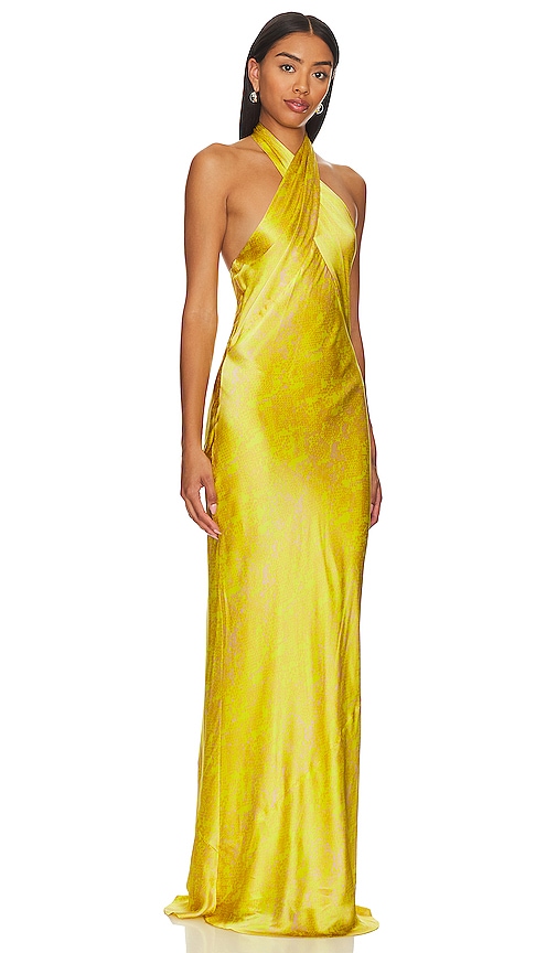 Shop L Agence Estee Twist Neck Dress In Yellow