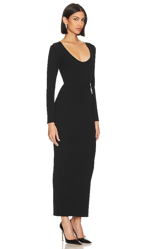 Shop L Agence Sloane Chain Cutout Knit Dress In Black