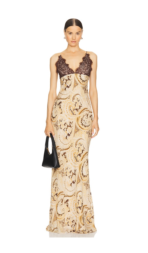 Shop L Agence Susanna Lace Slip Dress In Tan