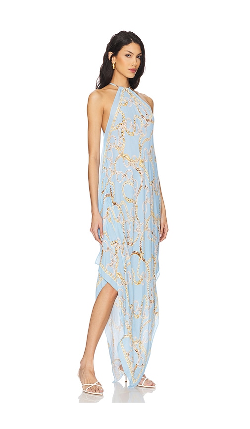 Shop L Agence Elise Chain Halter Midi Dress In 天蓝色