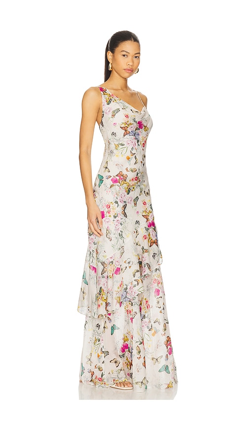 L Agence Viola Cowl Neck Gown In Neutral