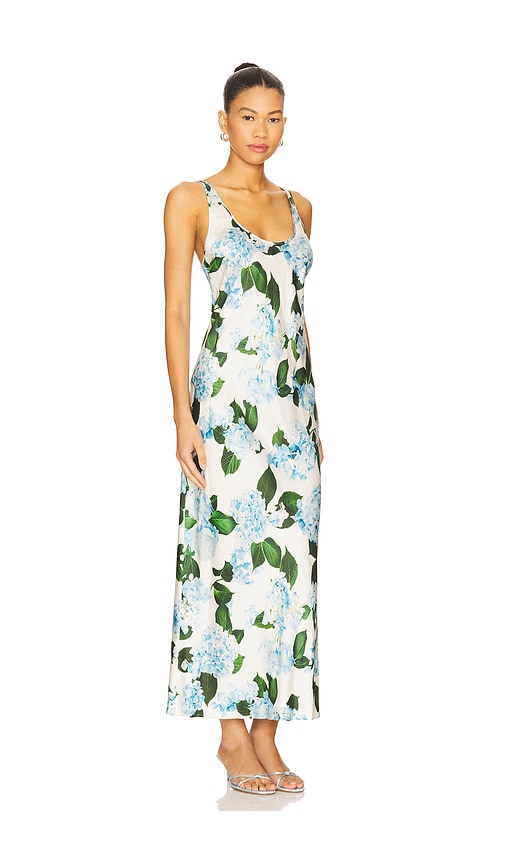 L Agence Akiya Satin Maxi Dress In Blue