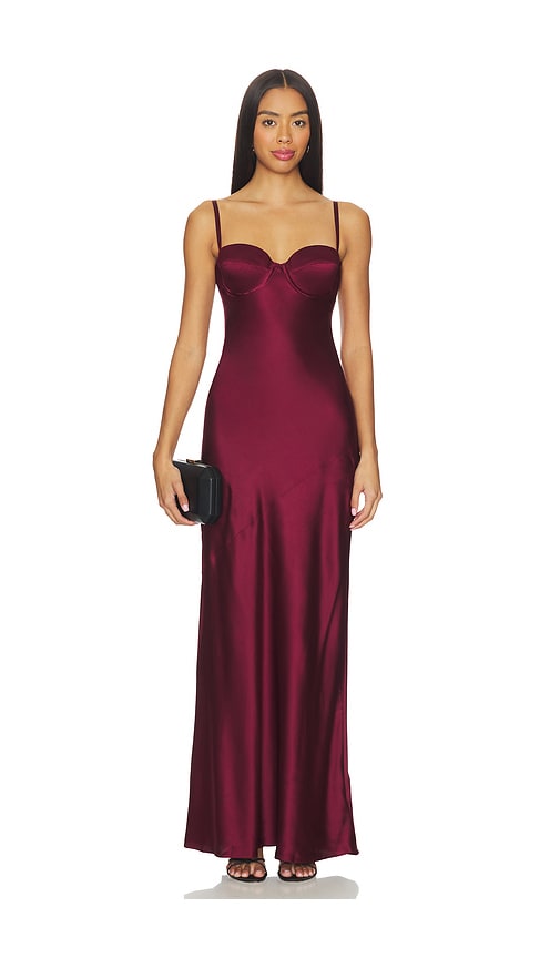 L'agence Sayla Bias Cut Maxi Dress In Burgundy