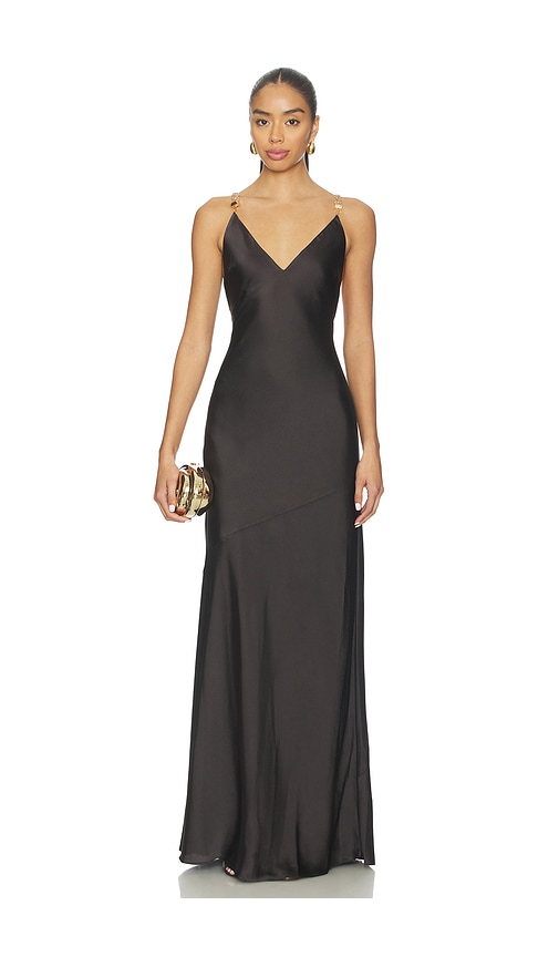 L'agence Saint Beaded Strap Gown In Brown