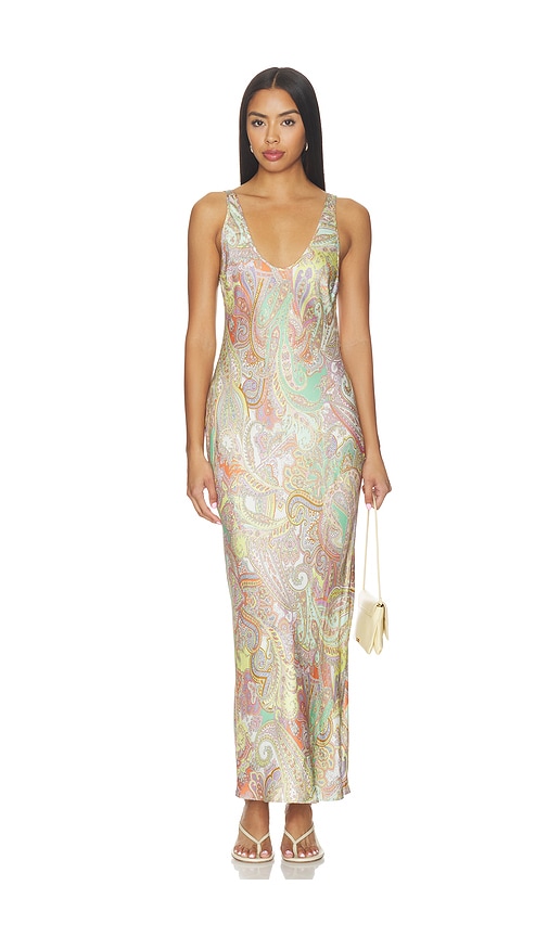 L'agence Akiya Tank Dress In Green Multi Cluster Paisley