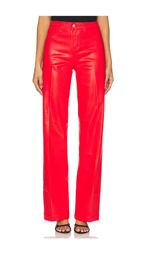 L Agence Clayton High Rise Wide Leg Coated Jeans In Lava Red Coated