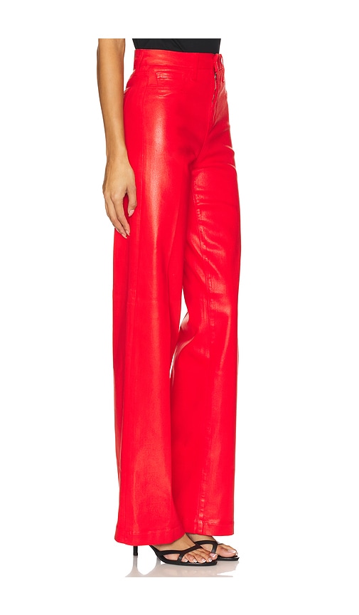 Shop L Agence Clayton High Rise Wide Leg Coated Jeans In Lava Red Coated