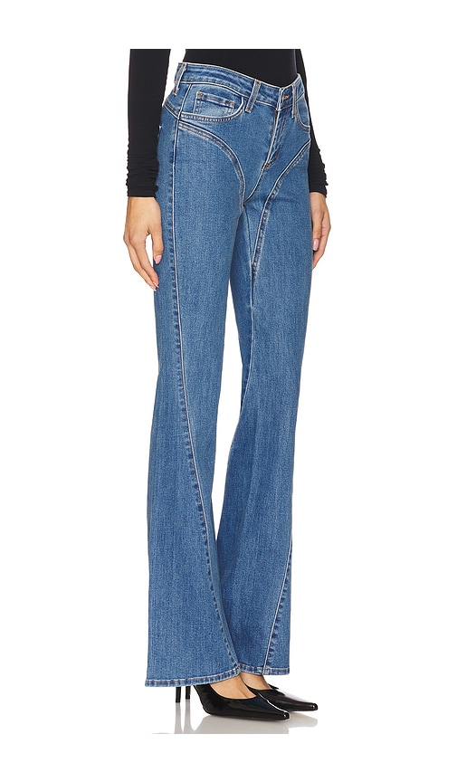 Shop L Agence Deanna Low Rise Seamed Flare In Blue