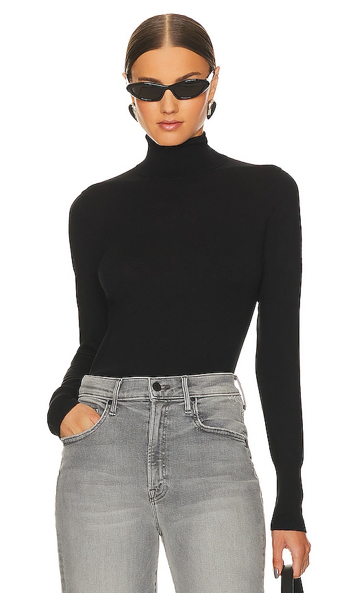L'AGENCE Flora Turtleneck Sweater in Black