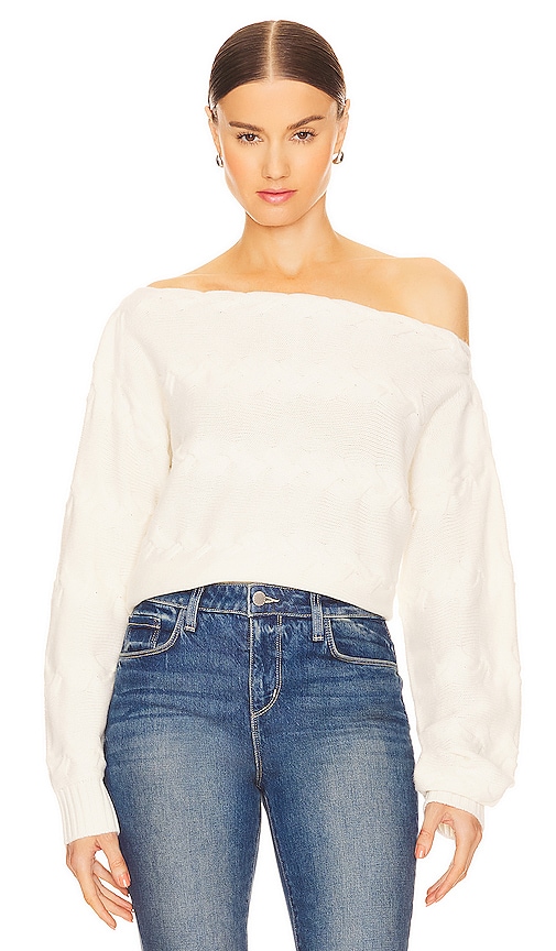 L Agence Shan Cable Sweater In Ivory