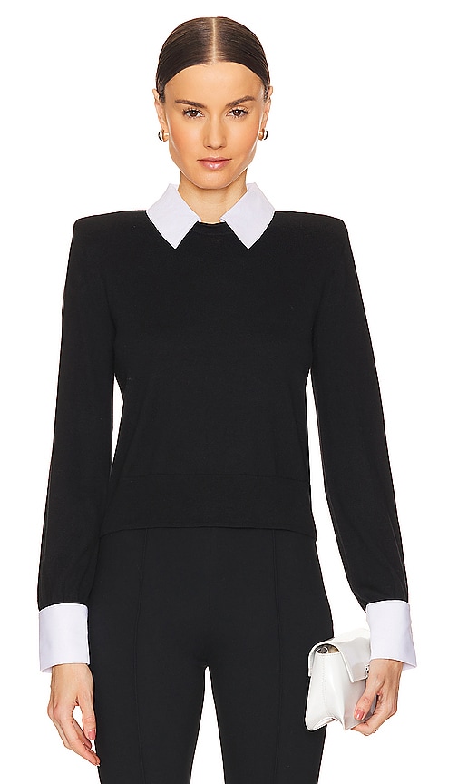 Shop L Agence April Poplin Collar Pullover In 黑色、白色