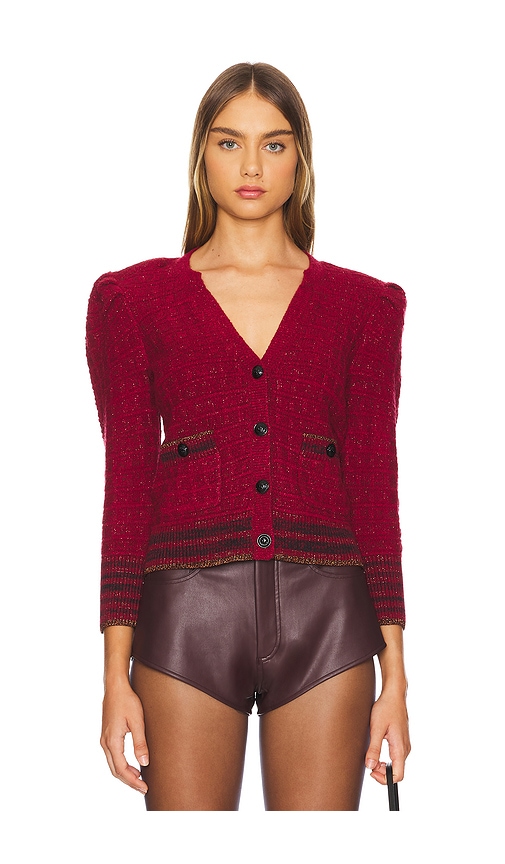 Shop L Agence Jenni Waffle Stitch Cardi In Red