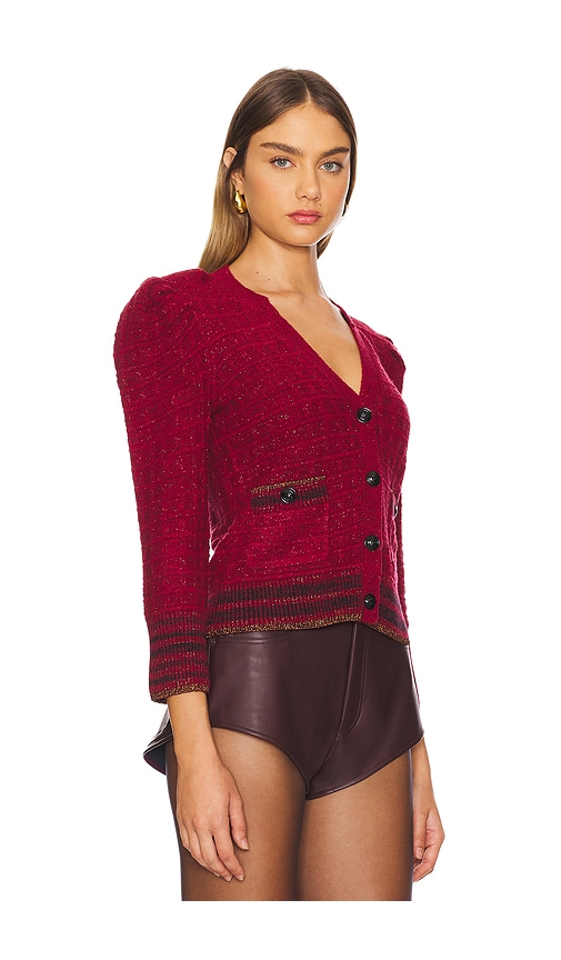 Shop L Agence Jenni Waffle Stitch Cardi In Red