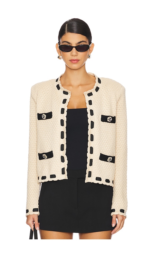 L AGENCE ASTOR CONTRAST TRIM CARDIGAN 