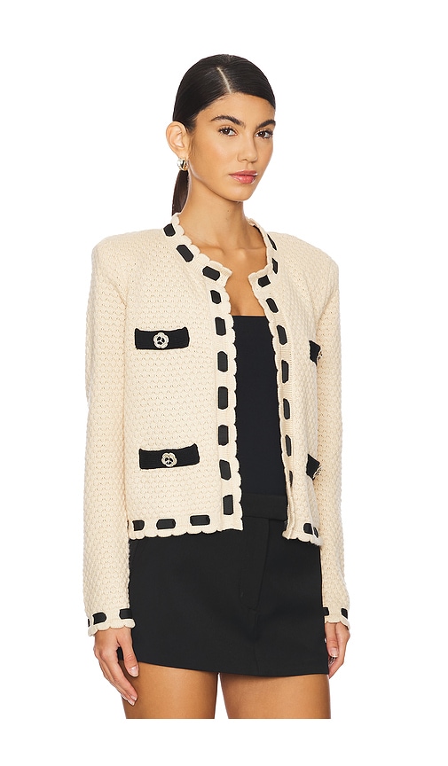 L AGENCE ASTOR CONTRAST TRIM CARDIGAN 