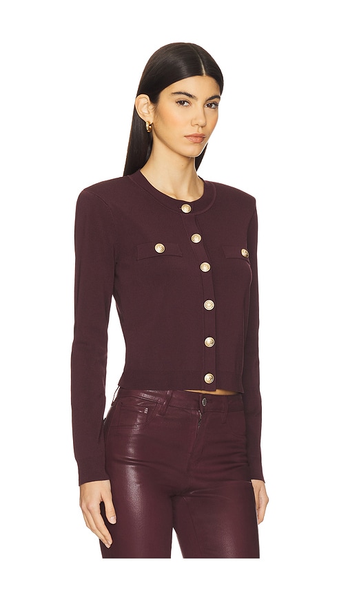 Shop L Agence Toulouse Cropped Crew Neck Cardi In Wine