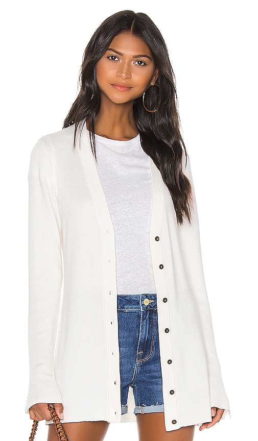 L’AGENCE Lucas Long Cardigan Top in Ivory Knit retailer XS