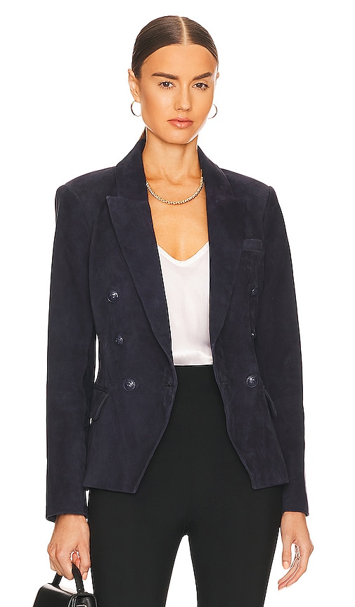 L'AGENCE Kenzie Double Breasted Blazer in Midnight