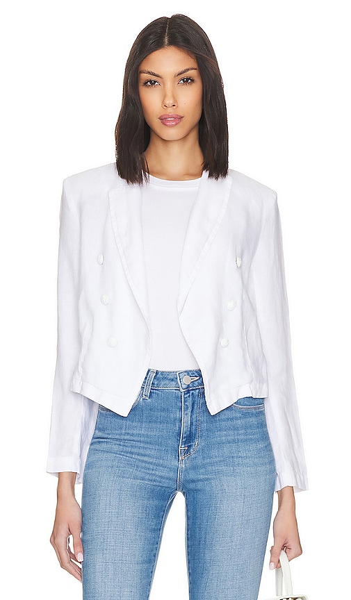 Shop L Agence Wayne Crop Double Breasted Jacket In White