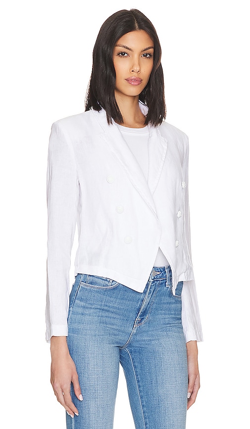 Shop L Agence Wayne Crop Double Breasted Jacket In White