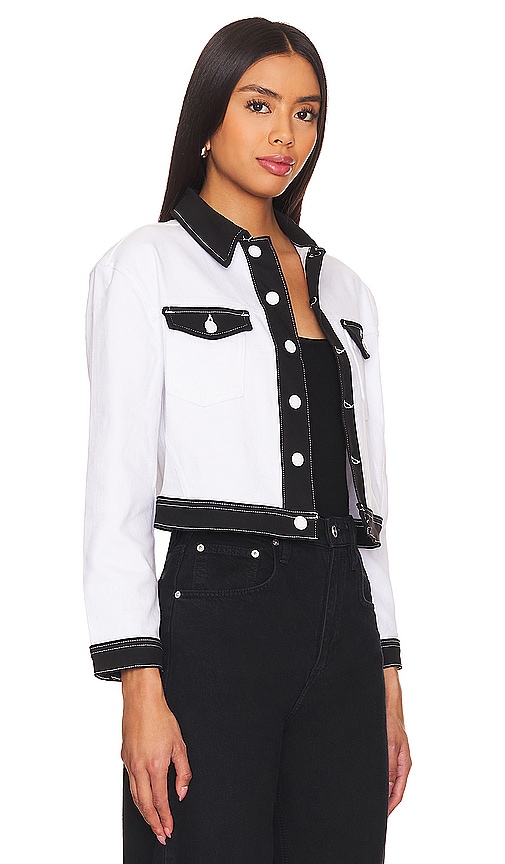 Shop L Agence Koda Colorblock Crop Jacket In White & Black