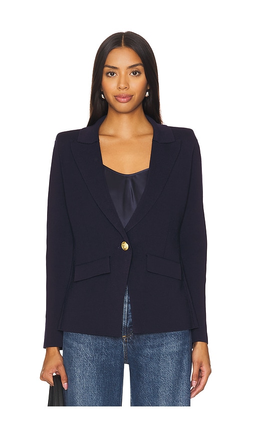 L'AGENCE Chamberlain Knit Blazer in Midnight & Gold
