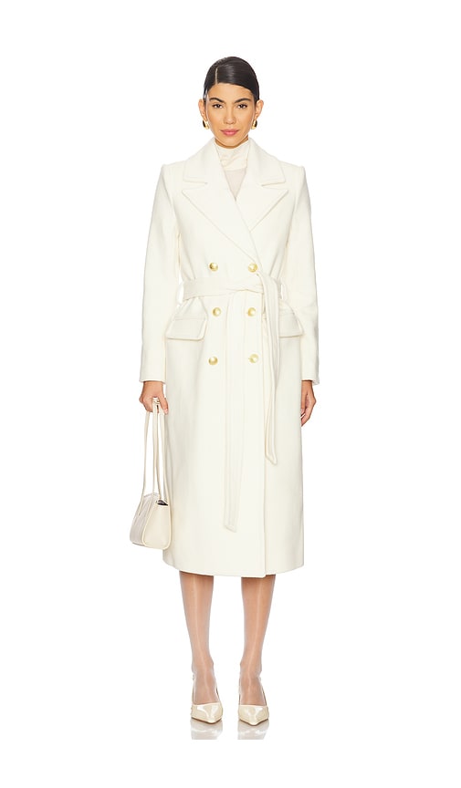 L'AGENCE Olina Long Coat With Belt in Ivory