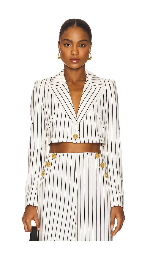Izzie Cropped Blazer in White. - size 6 (also in 0, 00, 10, 2, 4, 8)