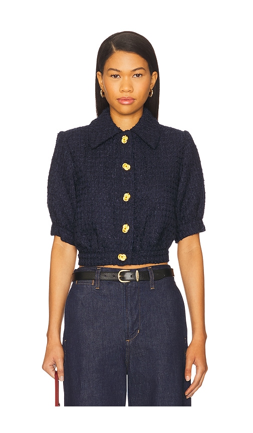 Cove Crop Shirt Sleeve Jacket in Navy. - size 0 (also in 00, 10, 12, 2, 4, 6, 8) - L'AGENCE - Modalova