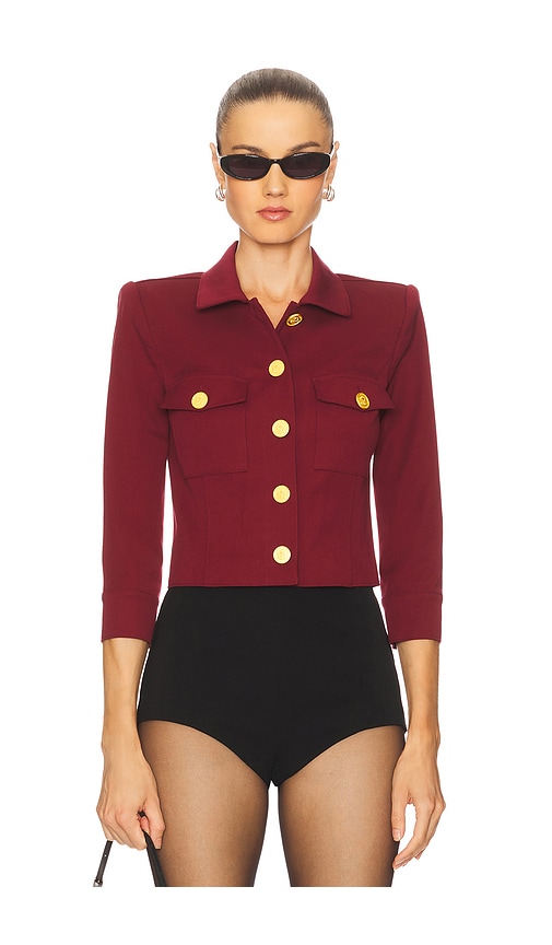 Kumi Cropped Fitted Jacket in Burgundy. - size 0 (also in 00, 10, 12, 2, 4, 6, 8) - L'AGENCE - Modalova