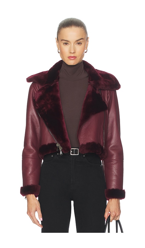 L'agence Pike Crop Shearling Jacket In Purple