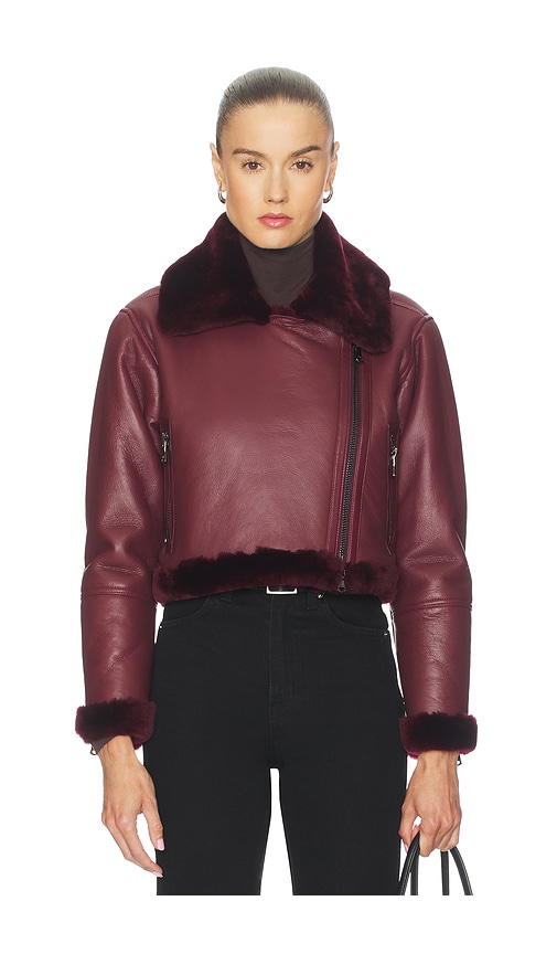 L'agence Pike Crop Shearling Jacket In Purple