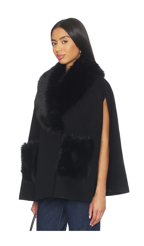 L'agence Chana Faux Fur Cape In Black