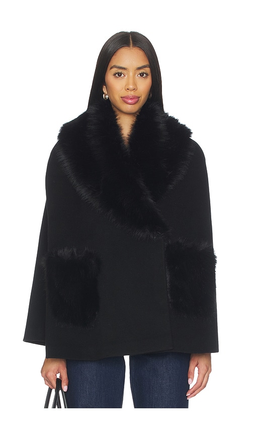 L'agence Chana Faux Fur Cape In Black