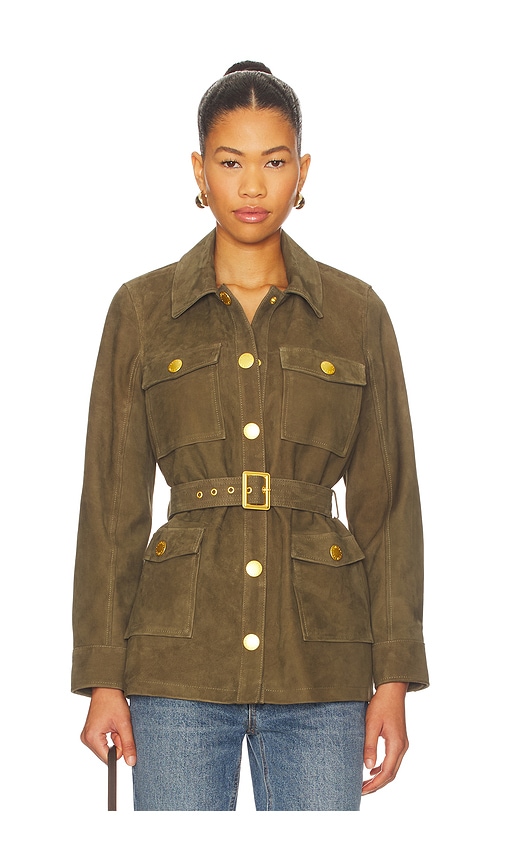 L'agence Ishani Belted Jacket In Green