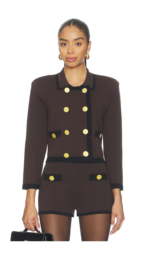 L'agence Janu Cont Trim Knit Jacket In Multi