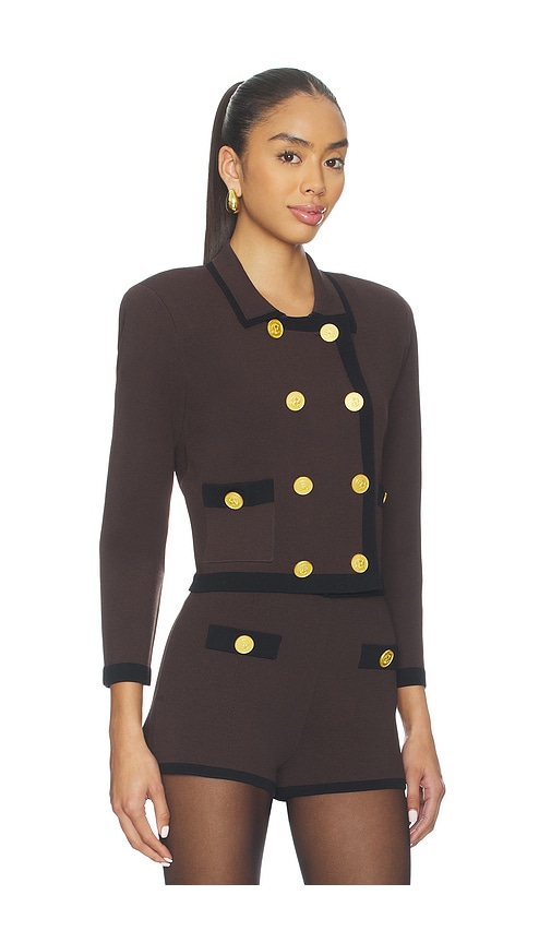 L'agence Janu Cont Trim Knit Jacket In Multi