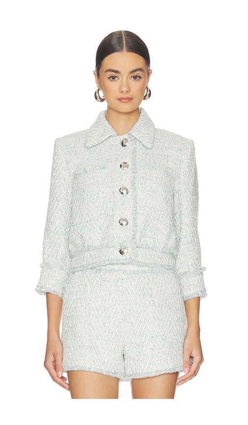  L'agence Chaqueta Corta De Manga Tres Cuartos Con Flecos Jia En Color Blue,ivory Talla 0  (también En 4, 8). 