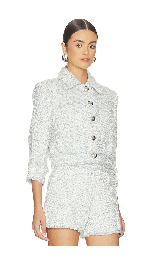  L'agence Chaqueta Corta De Manga Tres Cuartos Con Flecos Jia En Color Blue,ivory Talla 0  (también En 4, 8). 