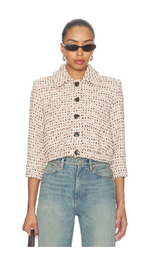 L'AGENCE Jia Crop 3/4 Sleeve Jacket in Multi. - size 0 (also in 2, 4, 6)